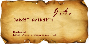 Jakó Arikán névjegykártya